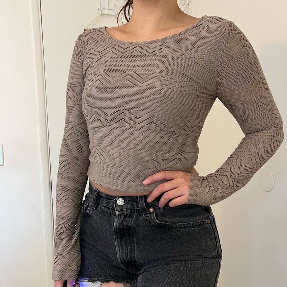 Beige Cut Out Detail Top